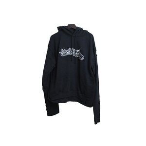 Vetements Patched Long Sleeve Hoodie Hiphop Black
